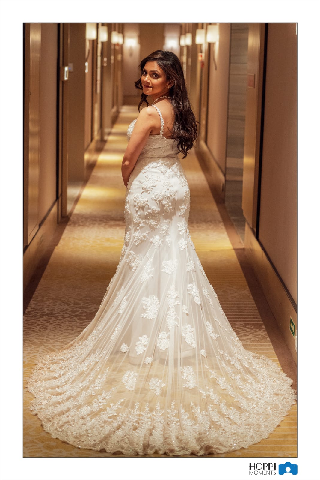 Bride in White Lace Gown