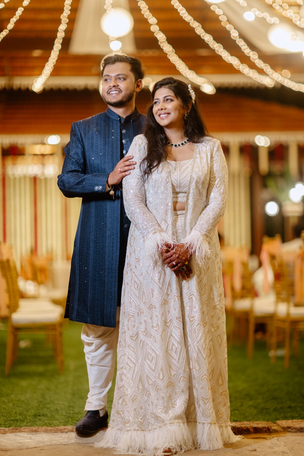 Outdoor Couple Under String Lights
